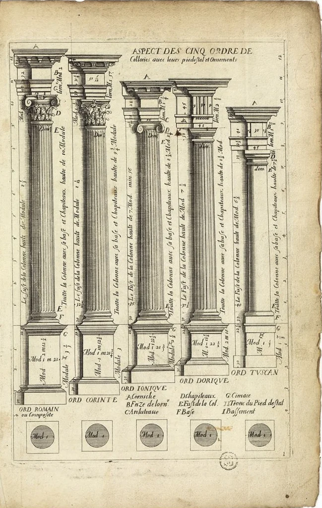An illustration from Les Cinq ordres de colomnes et plusieurs pièces d'architecture tirées du très excellent architecte Vincent Scamozze et autres..., 1646, leaf 5