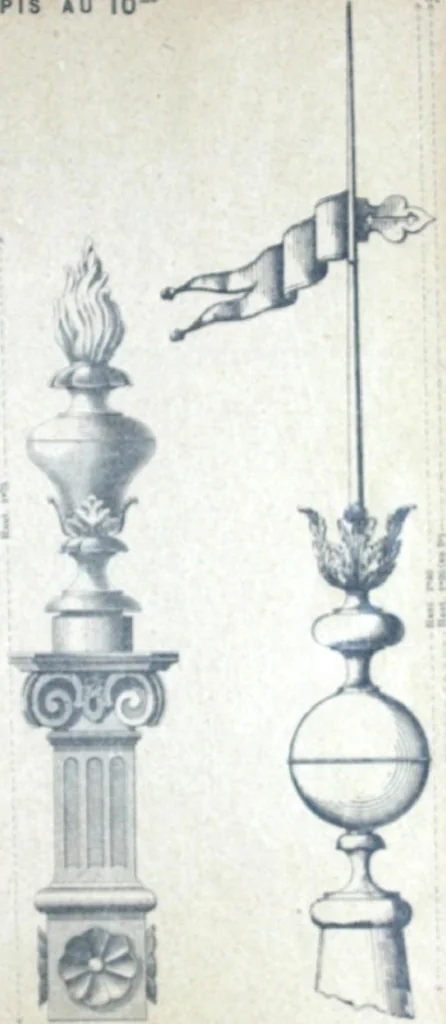 An illustration from Fabrique d'ornements en zinc : cuivre, plomb, tole, pour le batiment : execution d'apres dessins, 1910, leaf 54
