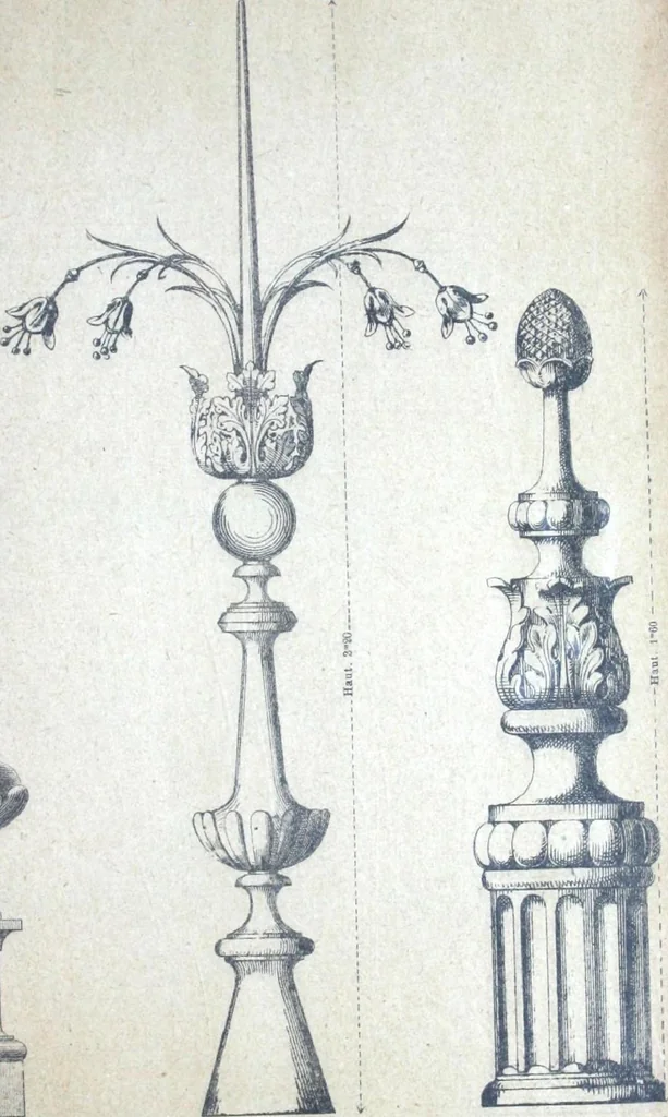 An illustration from Fabrique d'ornements en zinc : cuivre, plomb, tole, pour le batiment : execution d'apres dessins, 1910, leaf 58