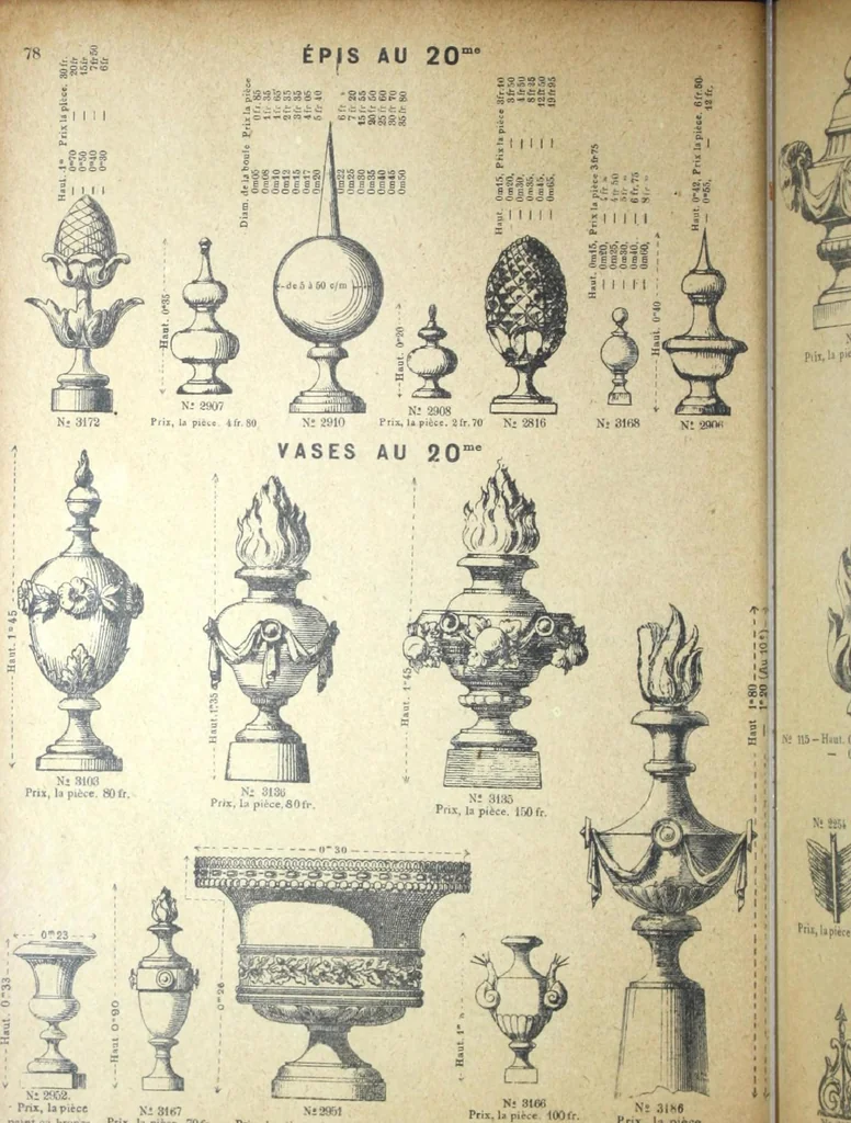 An illustration from Fabrique d'ornements en zinc : cuivre, plomb, tole, pour le batiment : execution d'apres dessins, 1910, leaf 71