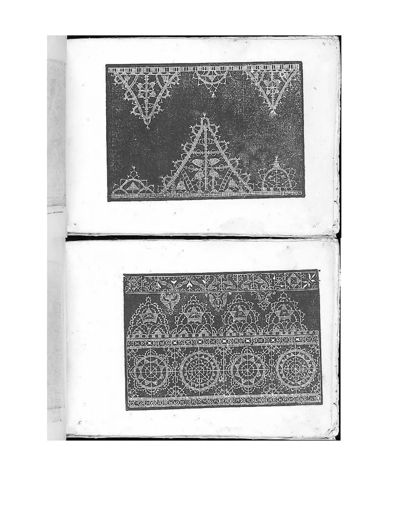 An illustration from Fiori di ricami nuouamente posti in luce: nequali sono v[a]rii, et diuersi disegni di lauori: come merli, bauari, manichetti,altre sorte di opere, che al presente sono in vso, vtilissimi ad ogni stato di donne., 1591, leaf 3