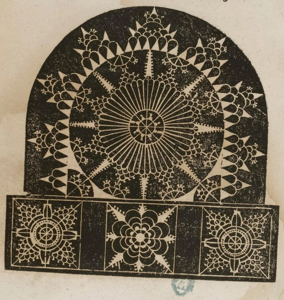 An illustration from Nouveaux pourtraicts de point coupé et dantelles en petite, moyenne & grande forme . Nouvellement inventez & mis en lumière., 1598, leaf 80