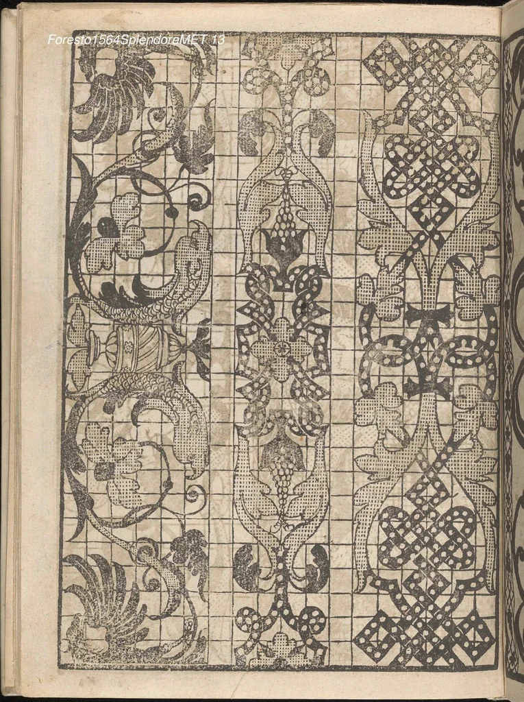 An illustration from Splendore delle virtuose giouani doue si contengono molte,varie mostre fogliami. Cioe punti in aere, et punti tagliati, bellissimi,..., 1564, leaf 12