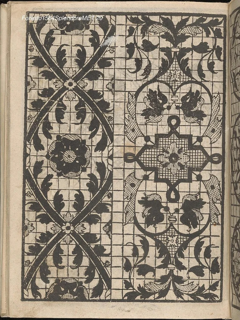 An illustration from Splendore delle virtuose giouani doue si contengono molte,varie mostre fogliami. Cioe punti in aere, et punti tagliati, bellissimi,..., 1564, leaf 19