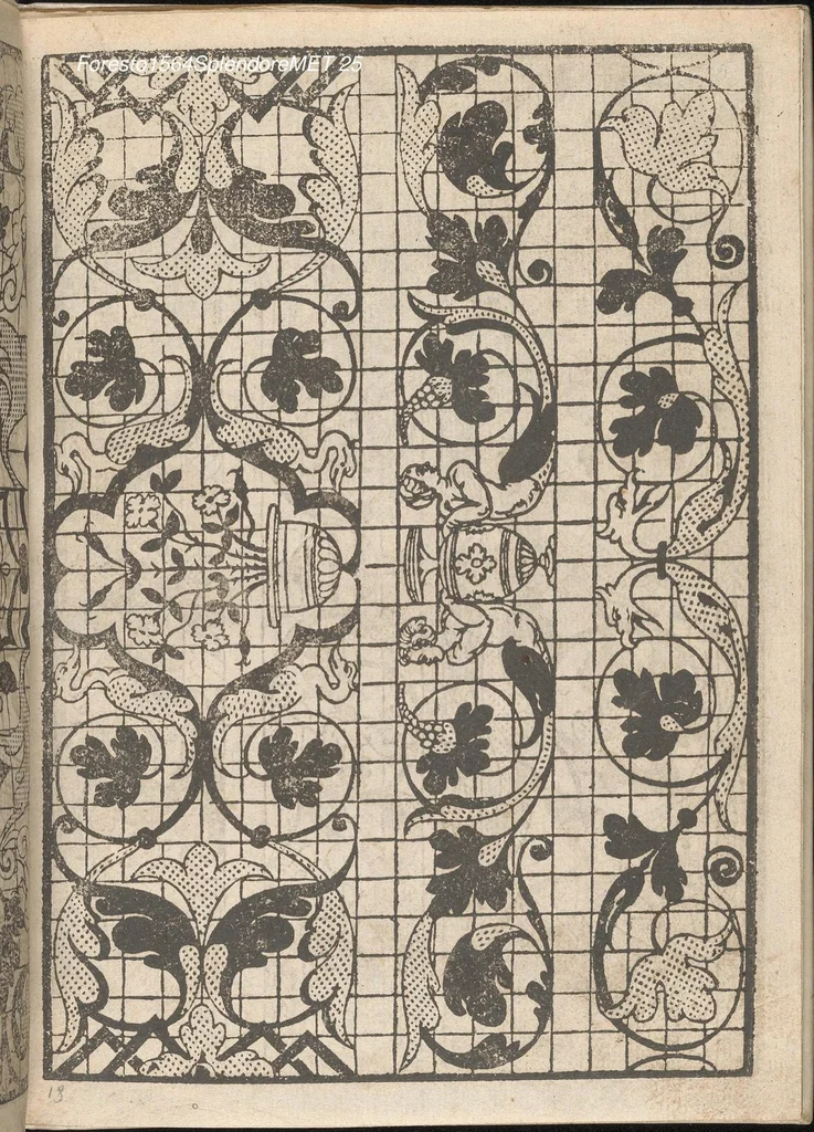 An illustration from Splendore delle virtuose giouani doue si contengono molte,varie mostre fogliami. Cioe punti in aere, et punti tagliati, bellissimi,..., 1564, leaf 24