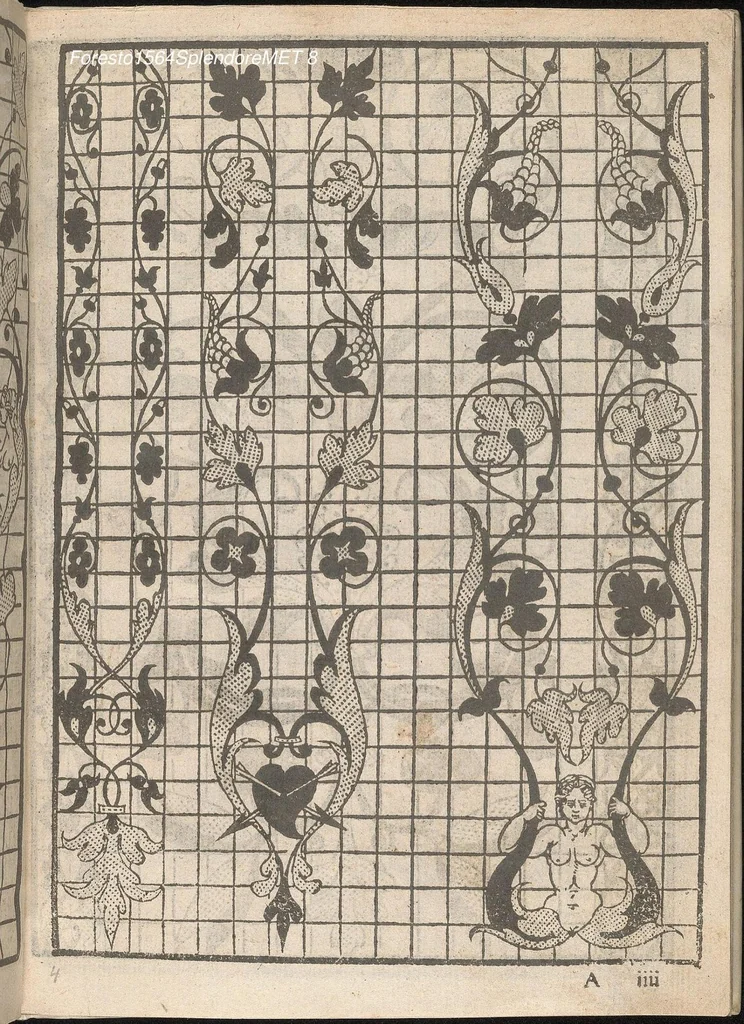 An illustration from Splendore delle virtuose giouani doue si contengono molte,varie mostre fogliami. Cioe punti in aere, et punti tagliati, bellissimi,..., 1564, leaf 7