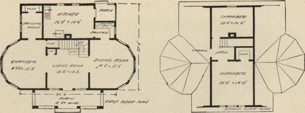 An illustration from Modern house building: perspective views and floor plans of fifty low and medium priced houses, 1905, leaf 100