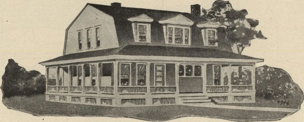 An illustration from Modern house building: perspective views and floor plans of fifty low and medium priced houses, 1905, leaf 107