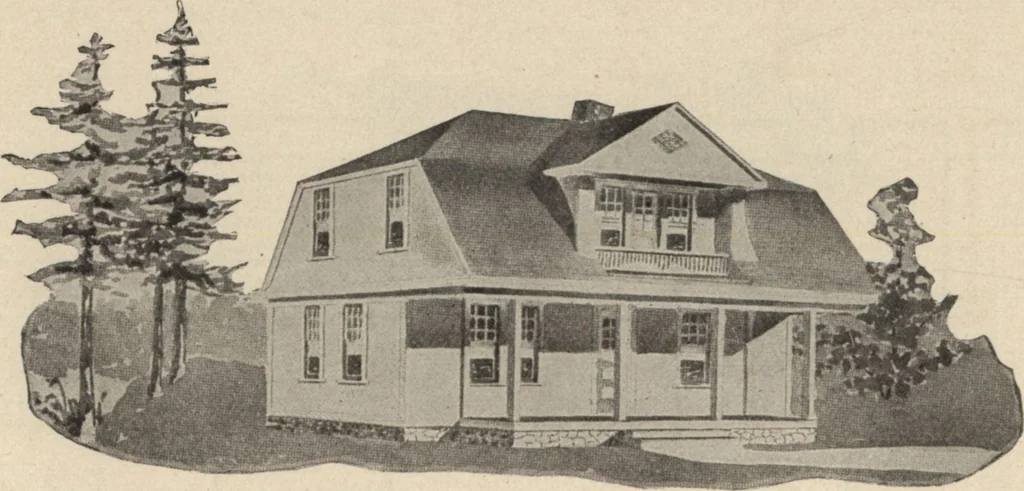 An illustration from Modern house building: perspective views and floor plans of fifty low and medium priced houses, 1905, leaf 109