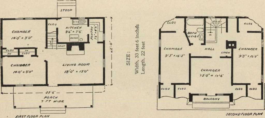 An illustration from Modern house building: perspective views and floor plans of fifty low and medium priced houses, 1905, leaf 110