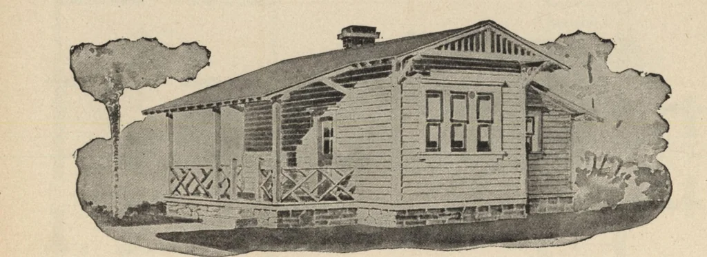 An illustration from Modern house building: perspective views and floor plans of fifty low and medium priced houses, 1905, leaf 113