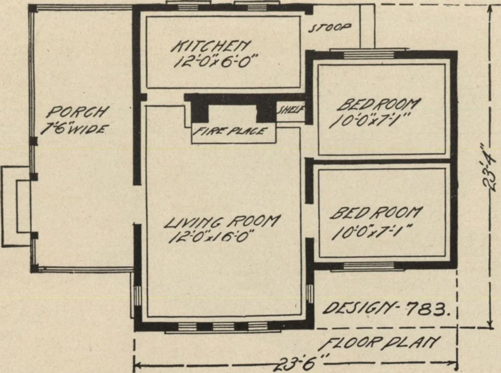 An illustration from Modern house building: perspective views and floor plans of fifty low and medium priced houses, 1905, leaf 114
