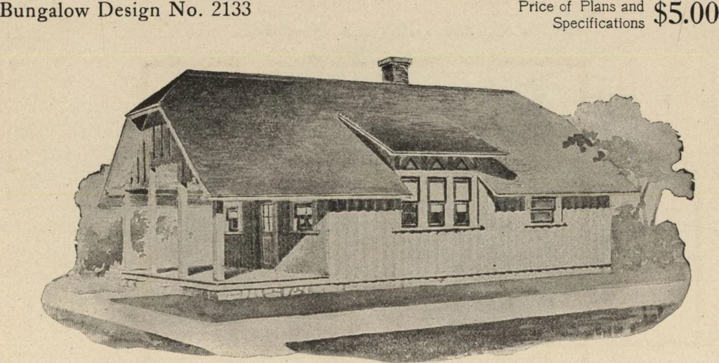 An illustration from Modern house building: perspective views and floor plans of fifty low and medium priced houses, 1905, leaf 117