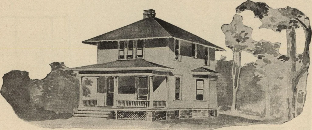 An illustration from Modern house building: perspective views and floor plans of fifty low and medium priced houses, 1905, leaf 121