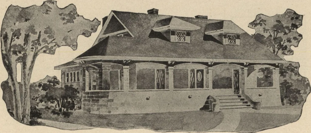 An illustration from Modern house building: perspective views and floor plans of fifty low and medium priced houses, 1905, leaf 123