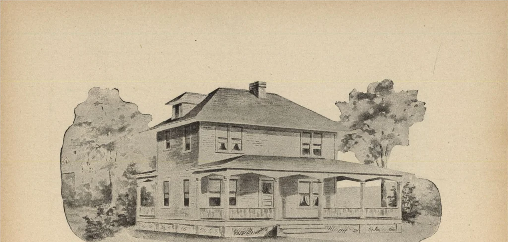 An illustration from Modern house building: perspective views and floor plans of fifty low and medium priced houses, 1905, leaf 125