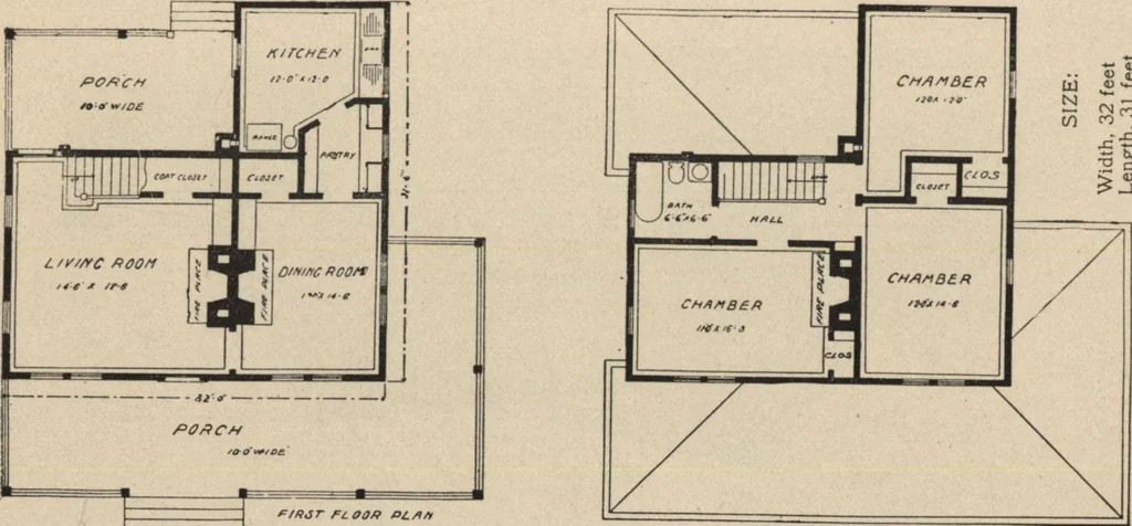 An illustration from Modern house building: perspective views and floor plans of fifty low and medium priced houses, 1905, leaf 126