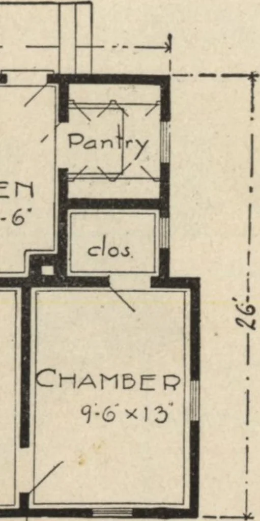 An illustration from Modern house building: perspective views and floor plans of fifty low and medium priced houses, 1905, leaf 48