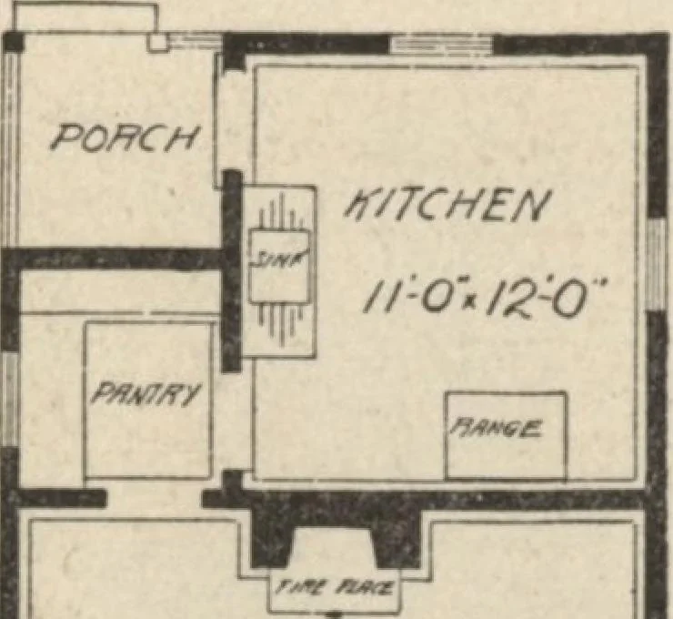 An illustration from Modern house building: perspective views and floor plans of fifty low and medium priced houses, 1905, leaf 50