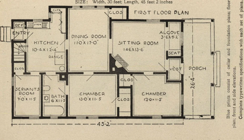 An illustration from Modern house building: perspective views and floor plans of fifty low and medium priced houses, 1905, leaf 52