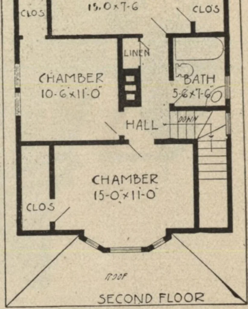 An illustration from Modern house building: perspective views and floor plans of fifty low and medium priced houses, 1905, leaf 60