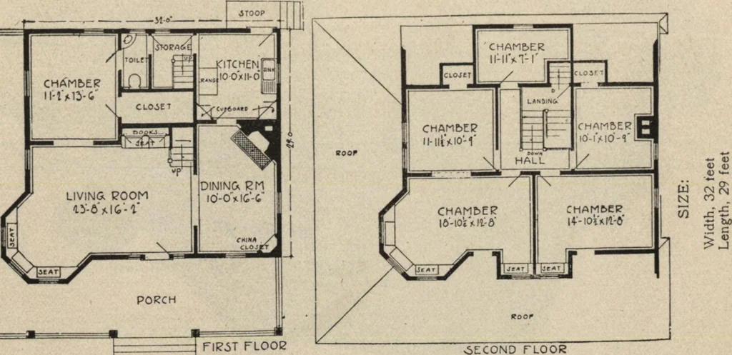 An illustration from Modern house building: perspective views and floor plans of fifty low and medium priced houses, 1905, leaf 62