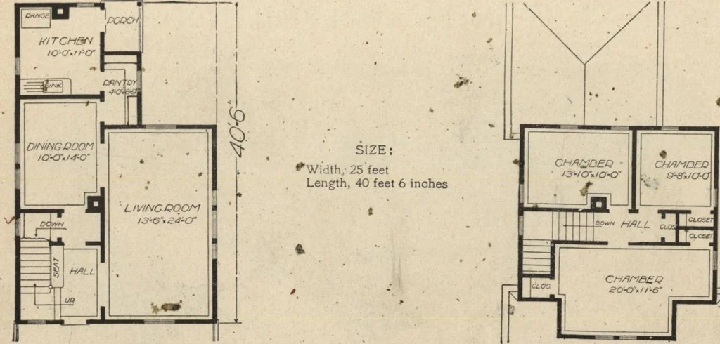 An illustration from Modern house building: perspective views and floor plans of fifty low and medium priced houses, 1905, leaf 70