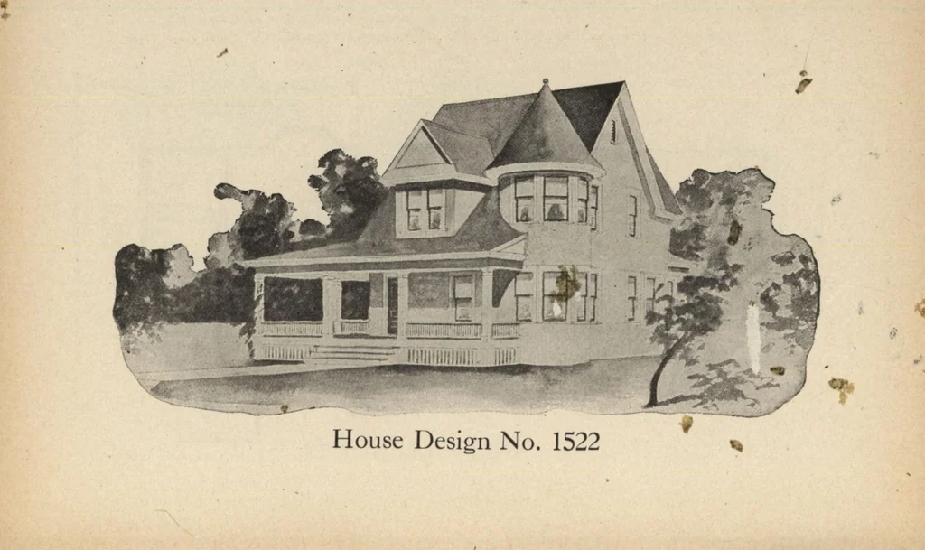 An illustration from Modern house building: perspective views and floor plans of fifty low and medium priced houses, 1905, leaf 73
