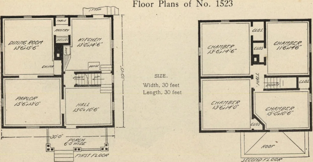 An illustration from Modern house building: perspective views and floor plans of fifty low and medium priced houses, 1905, leaf 76
