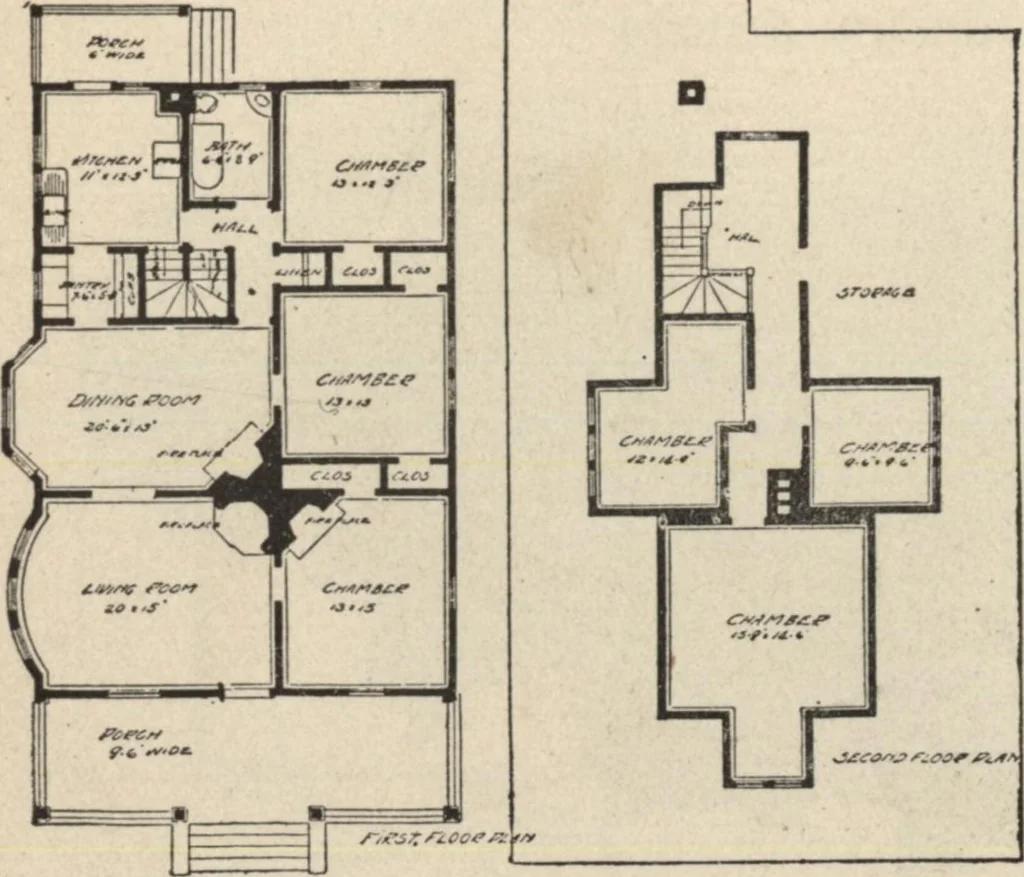 An illustration from Modern house building: perspective views and floor plans of fifty low and medium priced houses, 1905, leaf 86