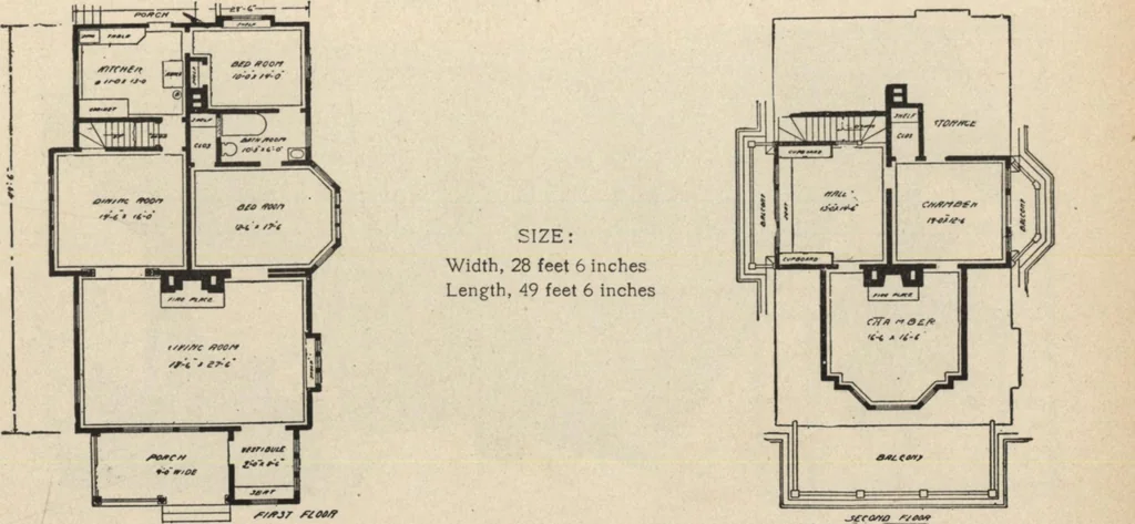 An illustration from Modern house building: perspective views and floor plans of fifty low and medium priced houses, 1905, leaf 88