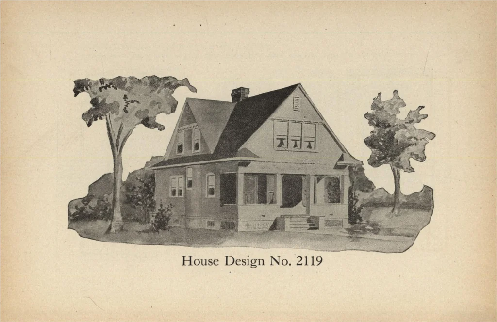 An illustration from Modern house building: perspective views and floor plans of fifty low and medium priced houses, 1905, leaf 89