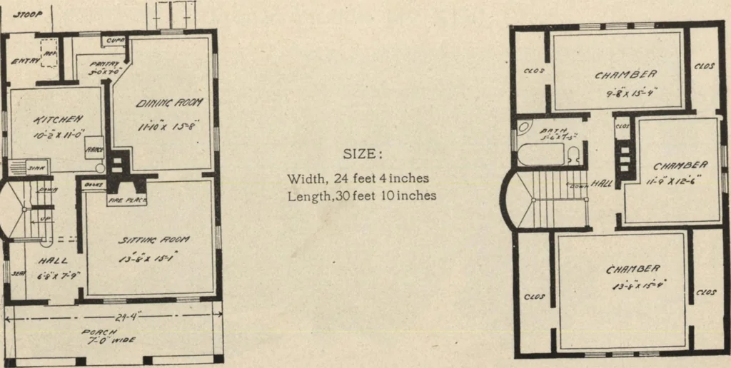 An illustration from Modern house building: perspective views and floor plans of fifty low and medium priced houses, 1905, leaf 90