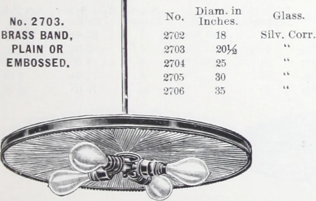 An illustration from Frink's patent reflectors for electric and combination fixtures : for lighting churches, halls, banks ..., 1898, leaf 10