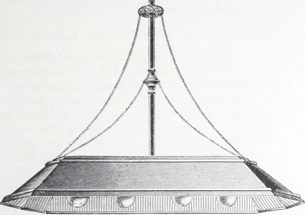 An illustration from Frink's patent reflectors for electric and combination fixtures : for lighting churches, halls, banks ..., 1898, leaf 16