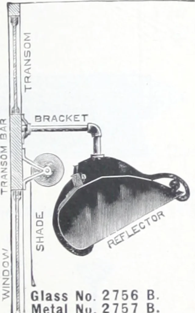 An illustration from Frink's patent reflectors for electric and combination fixtures : for lighting churches, halls, banks ..., 1898, leaf 18