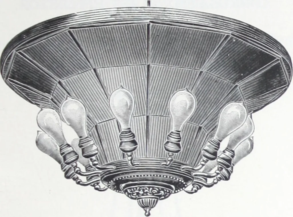 An illustration from Frink's patent reflectors for electric and combination fixtures : for lighting churches, halls, banks ..., 1898, leaf 24