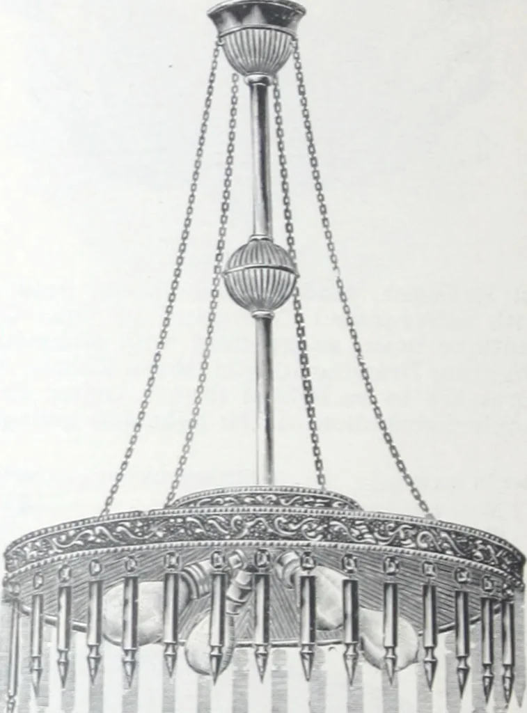 An illustration from Frink's patent reflectors for electric and combination fixtures : for lighting churches, halls, banks ..., 1898, leaf 25