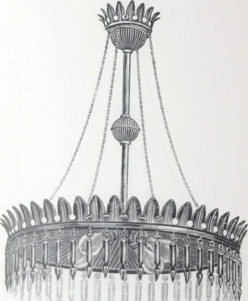 An illustration from Frink's patent reflectors for electric and combination fixtures : for lighting churches, halls, banks ..., 1898, leaf 27