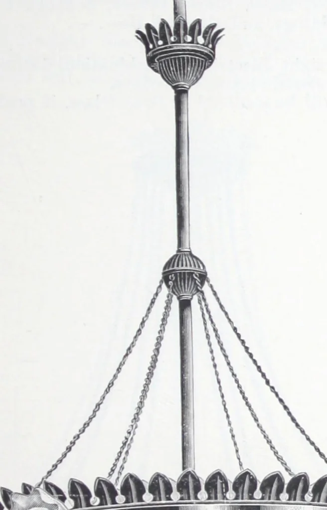 An illustration from Frink's patent reflectors for electric and combination fixtures : for lighting churches, halls, banks ..., 1898, leaf 30