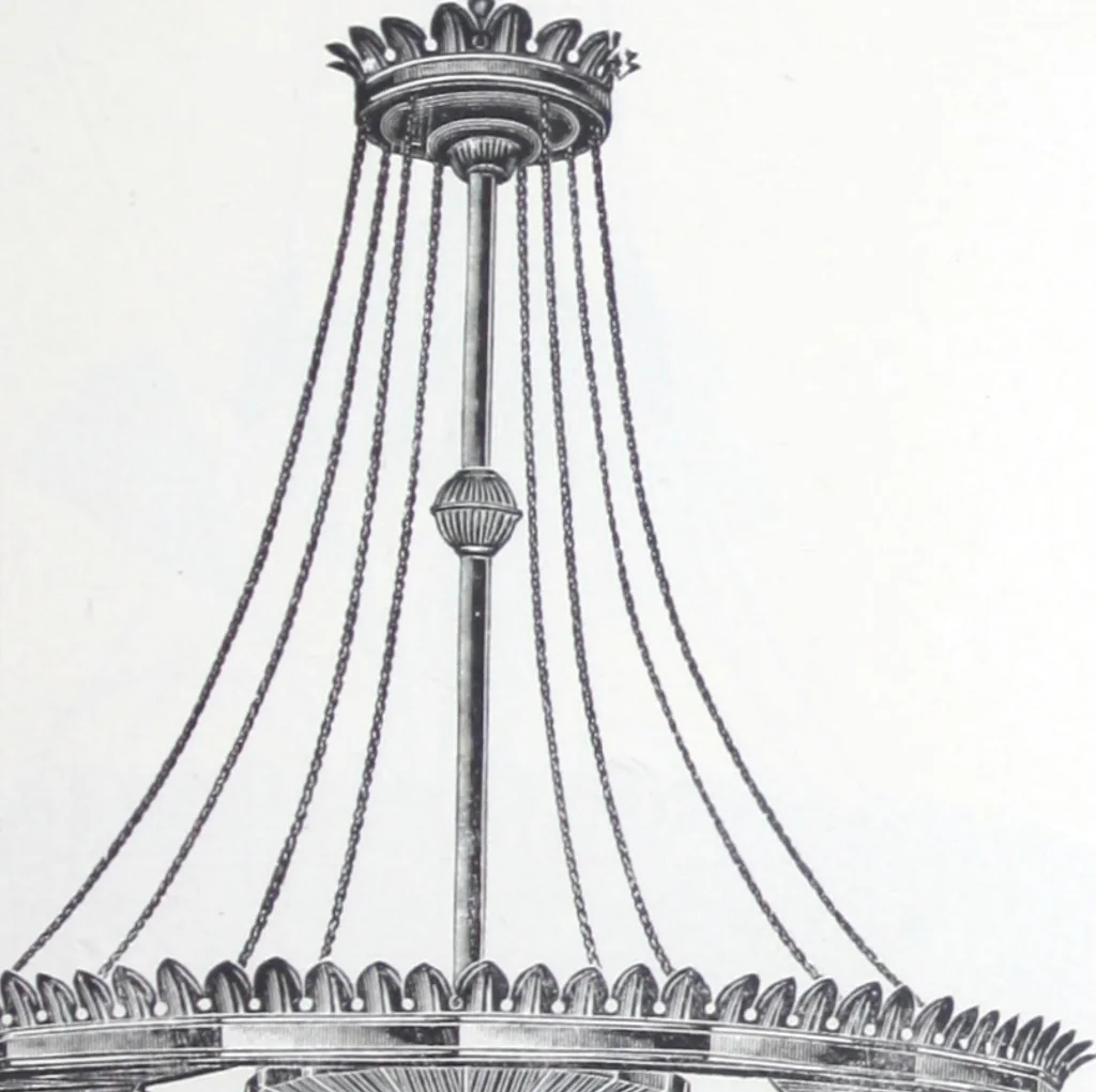 An illustration from Frink's patent reflectors for electric and combination fixtures : for lighting churches, halls, banks ..., 1898, leaf 32