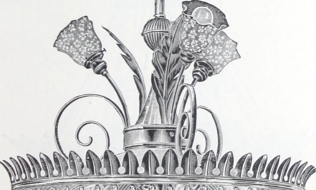 An illustration from Frink's patent reflectors for electric and combination fixtures : for lighting churches, halls, banks ..., 1898, leaf 34