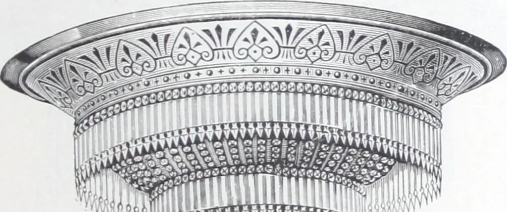 An illustration from Frink's patent reflectors for electric and combination fixtures : for lighting churches, halls, banks ..., 1898, leaf 38