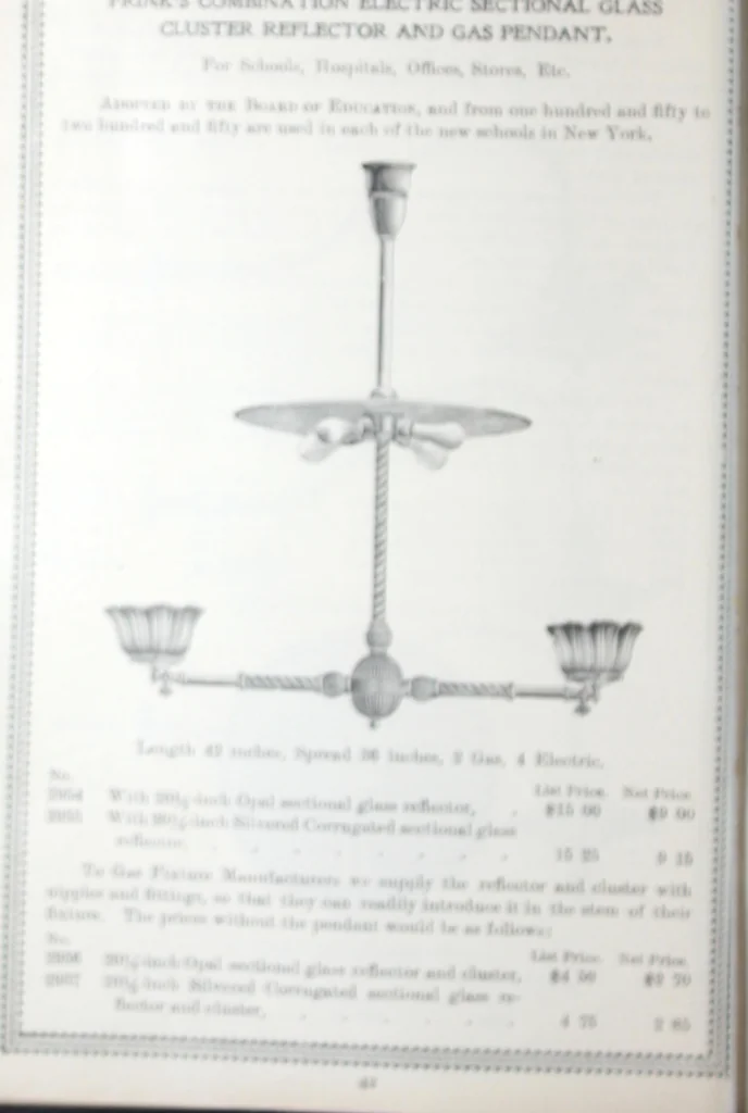 An illustration from Frink's patent reflectors for electric and combination fixtures : for lighting churches, halls, banks ..., 1898, leaf 43
