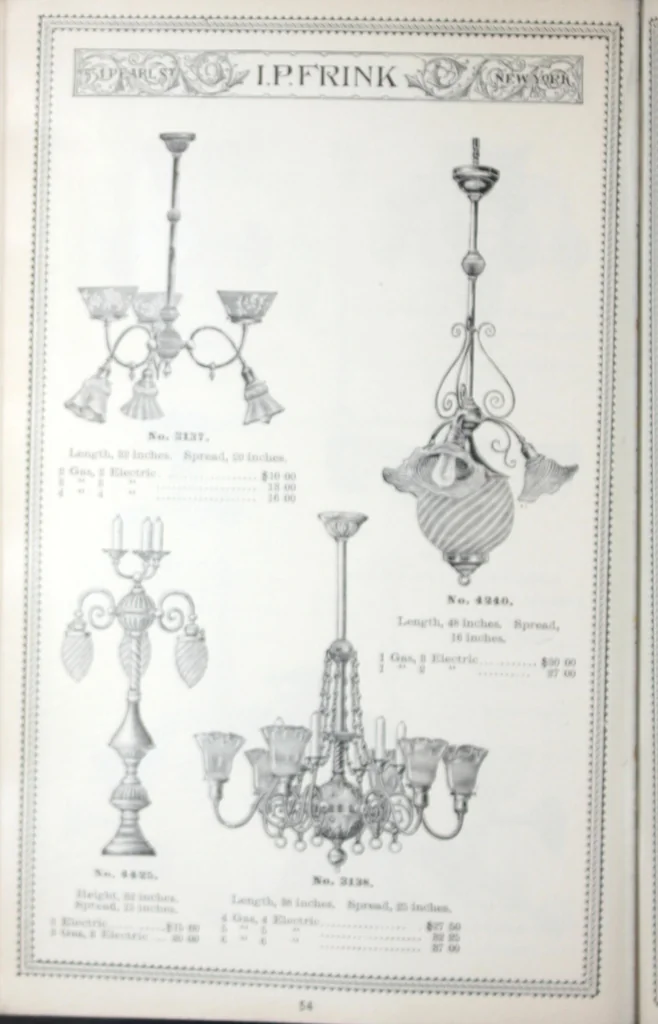 An illustration from Frink's patent reflectors for electric and combination fixtures : for lighting churches, halls, banks ..., 1898, leaf 55