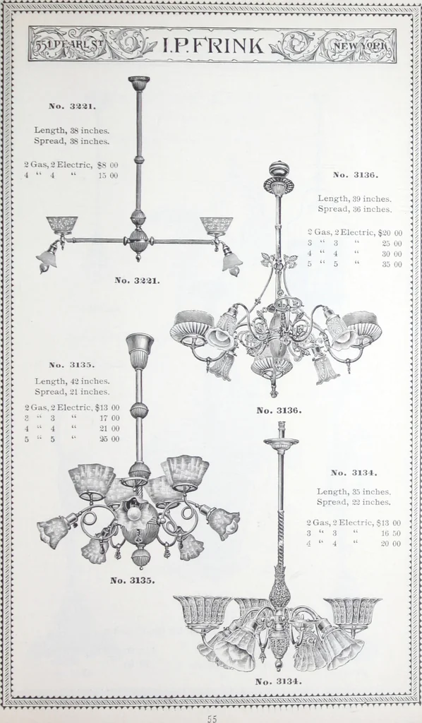 An illustration from Frink's patent reflectors for electric and combination fixtures : for lighting churches, halls, banks ..., 1898, leaf 56