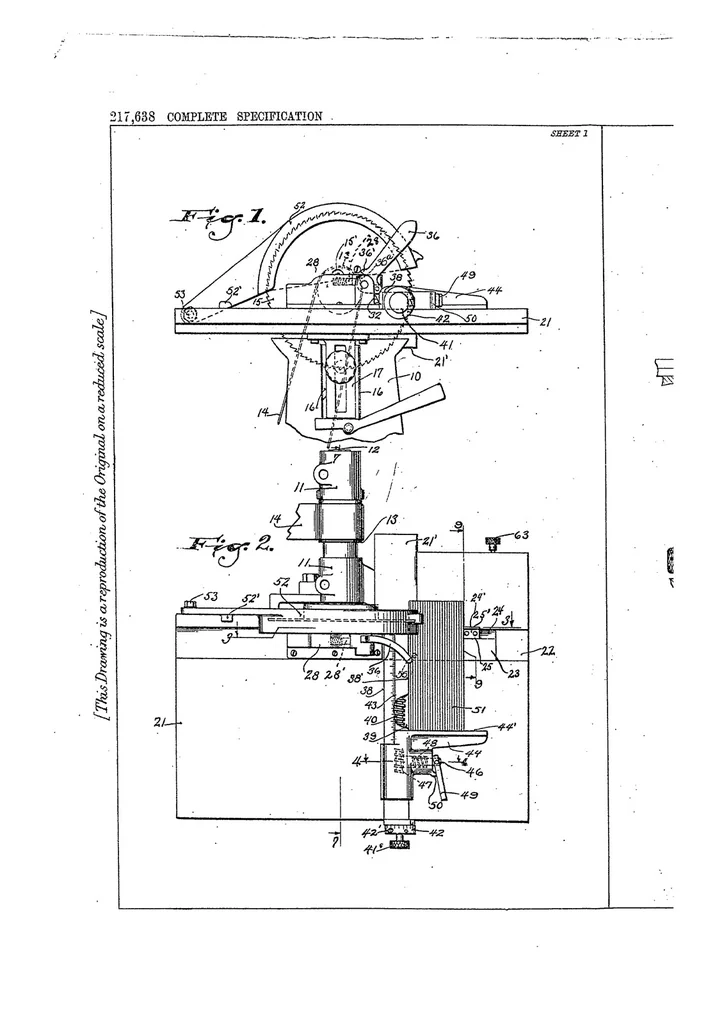 An illustration from GB Patent 217,638 Improvements in Machine Vices, 1924, leaf 5
