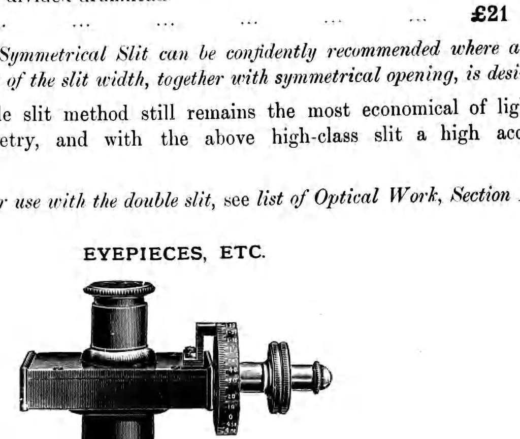 An illustration from General catalogue of the manufactures of Adam Hilger, Ltd, 1928, leaf 39