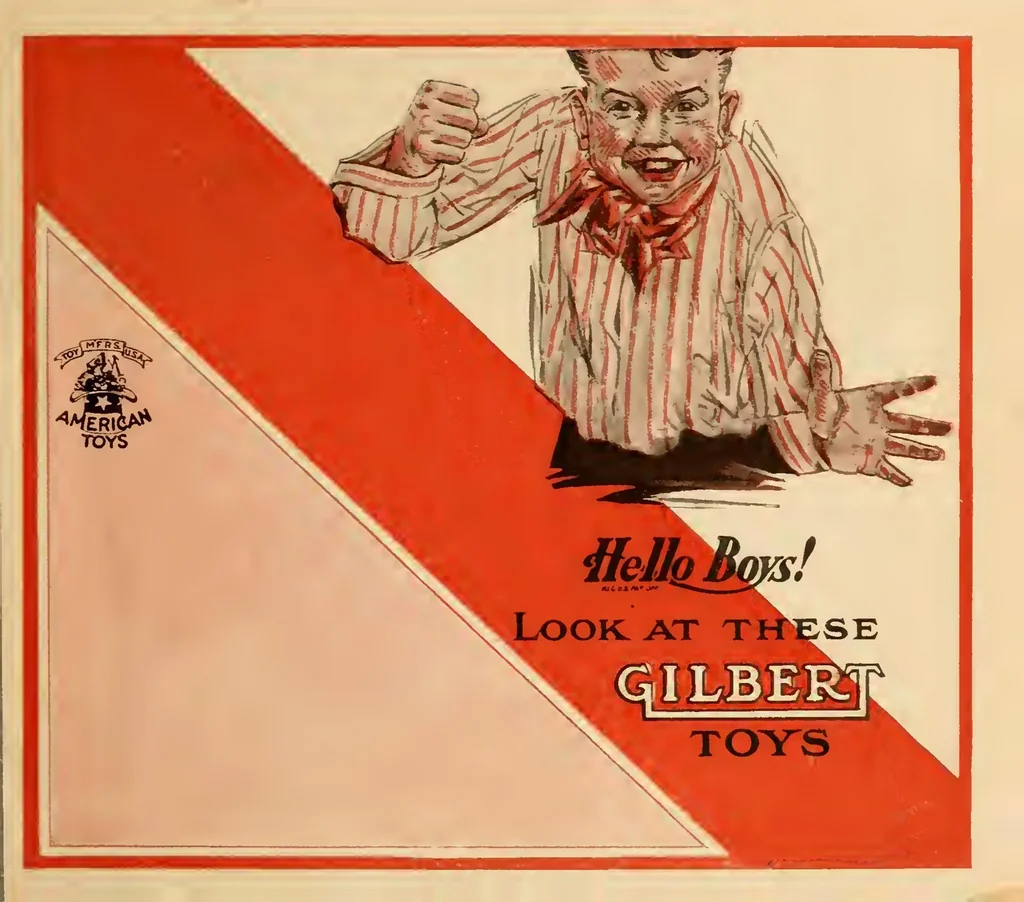 An illustration from Hello Boys! Look at These Gilbert Toys, 1919, leaf 0