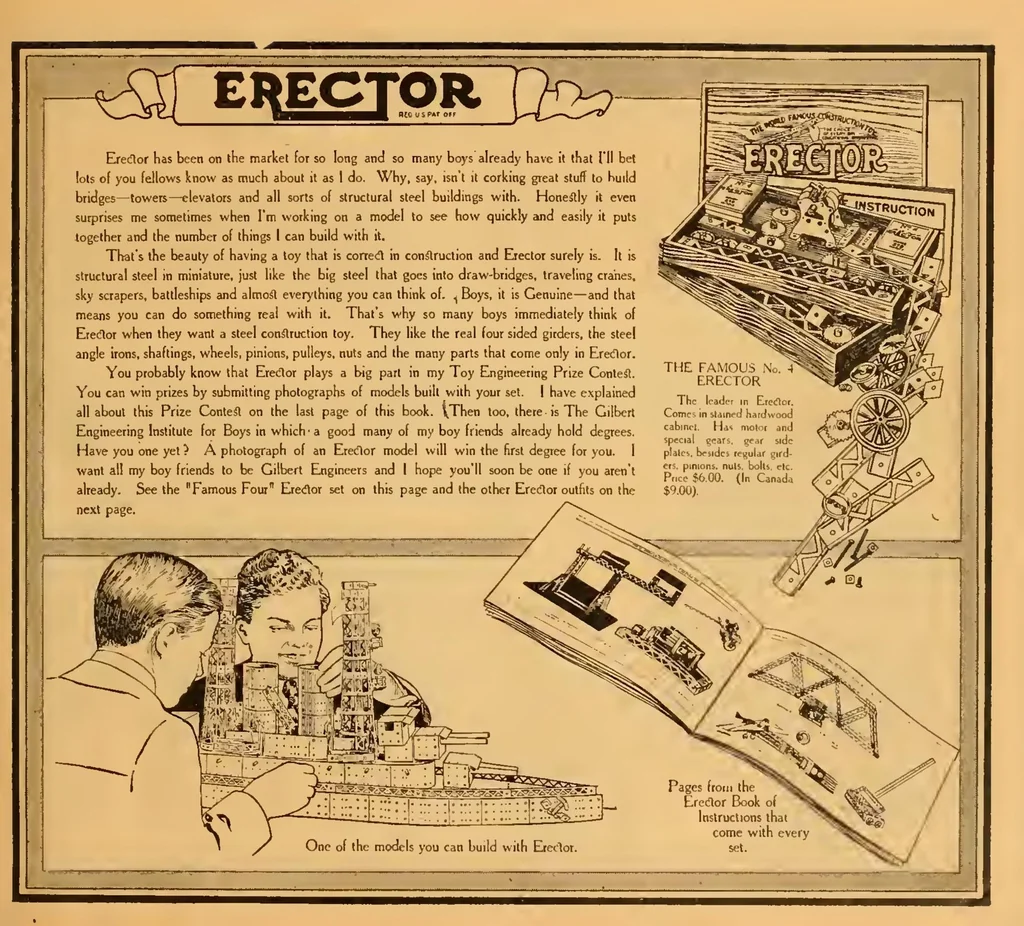 An illustration from Hello Boys! Look at These Gilbert Toys, 1919, leaf 4